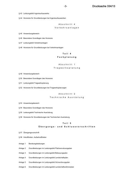 Bundesrats-Drucksache 334/13 zur HOAI 2013 vom 25.4.2013 mit ...