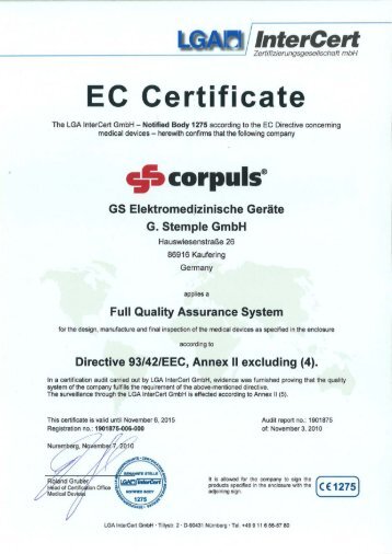 EC Certificate - Corpuls