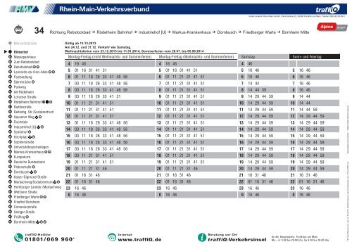 34 Richtung Rebstockbad Rödelheim Bahnhof Industriehof ... - traffiQ