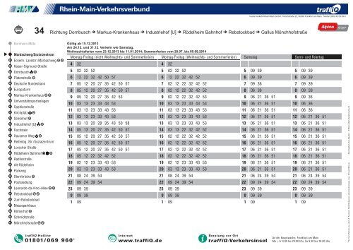 34 Richtung Rebstockbad Rödelheim Bahnhof Industriehof ... - traffiQ