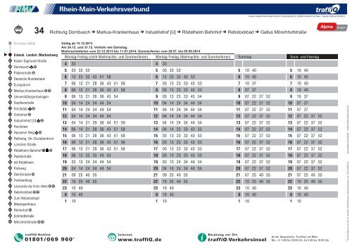 34 Richtung Rebstockbad Rödelheim Bahnhof Industriehof ... - traffiQ