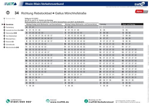 34 Richtung Rebstockbad Rödelheim Bahnhof Industriehof ... - traffiQ