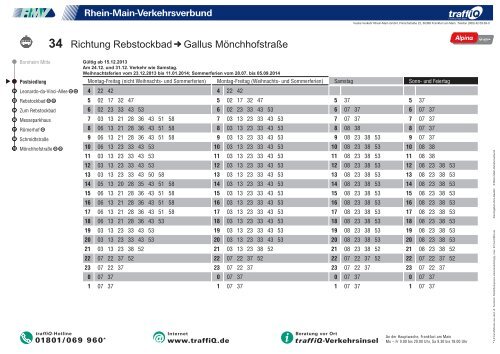 34 Richtung Rebstockbad Rödelheim Bahnhof Industriehof ... - traffiQ