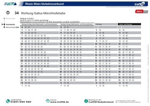 34 Richtung Rebstockbad Rödelheim Bahnhof Industriehof ... - traffiQ