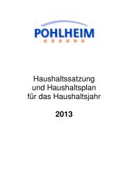 Haushaltsplan 2013 - Pohlheim