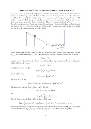 Lösungsblatt der ¨Ubung zur Einführung in die Physik WS2013/14 7 ...