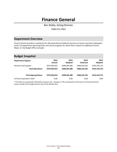 Finance General - City of Seattle