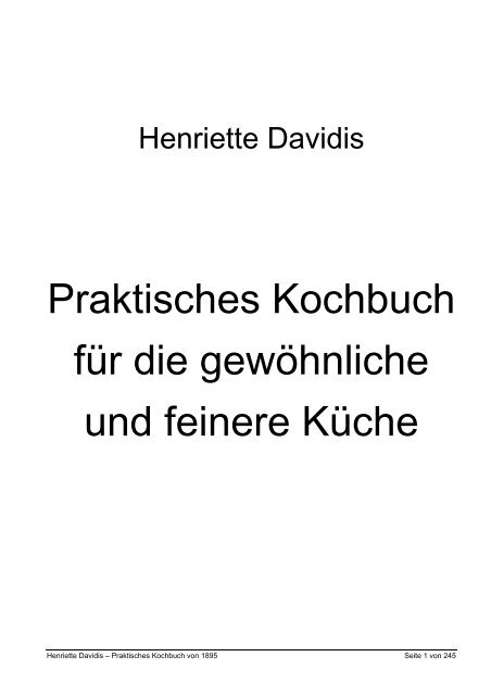 Praktisches Kochbuch für die gewöhnliche und feinere Küche