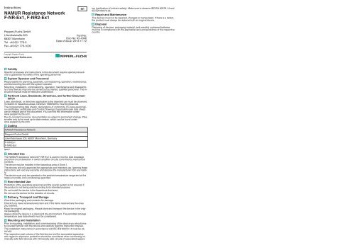 NAMUR Resistance Network FNREx1, FNR2Ex1 - Pepperl+Fuchs