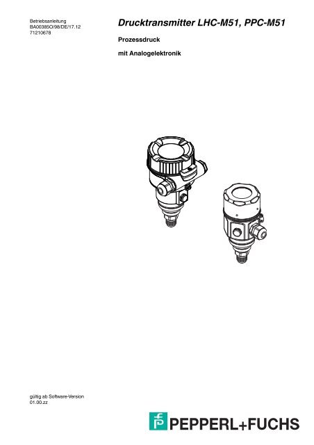 Drucktransmitter LHC-M51, PPC-M51 - Pepperl+Fuchs