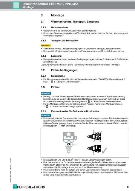 Drucktransmitter LHC-M51, PPC-M51 - Pepperl+Fuchs