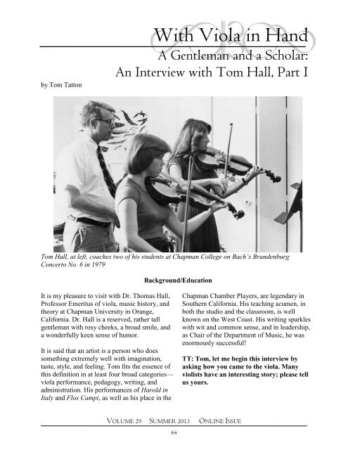 Summer 2013 - The American Viola Society