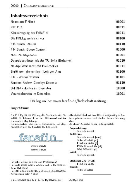 FIN.log 29 - FaRaFIN - Otto-von-Guericke-Universität Magdeburg