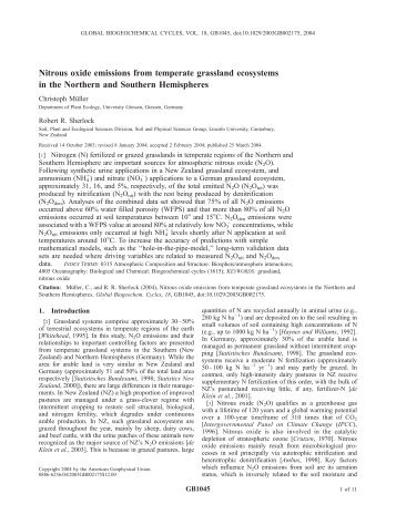 Nitrous oxide emissions from temperate grassland ecosystems in ...