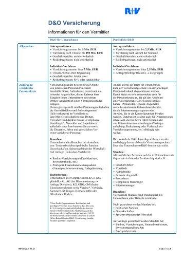 Vermittler-Info zur D&O-Versicherung - R+V Maklerportal