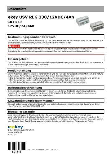 ekey USV REG 230/12VDC/4Ah - Schrack