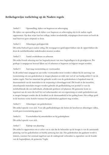 Artikelsgewijze toelichting op de Nadere regels