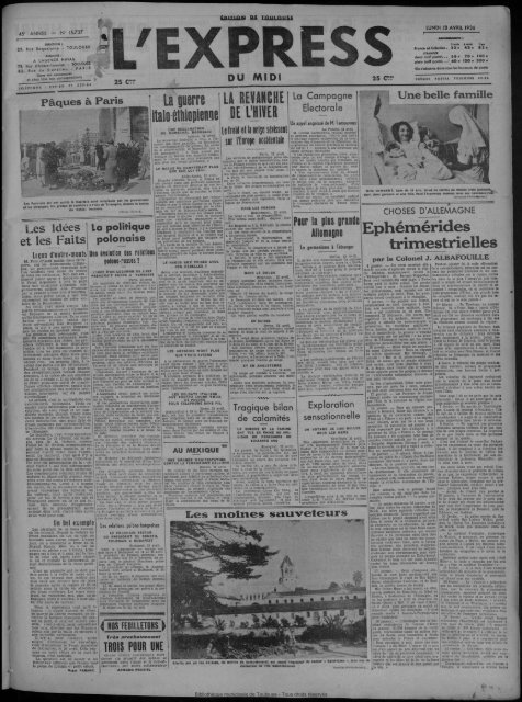 13 avril 1936 - Presse régionale