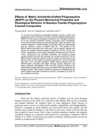 Effects of Maleic Anhydride-Grafted Polypropylene (MAPP) on the ...