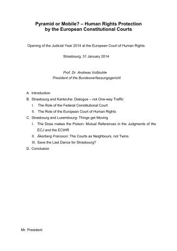 Speech by Andreas Voßkuhle - European Court of Human Rights