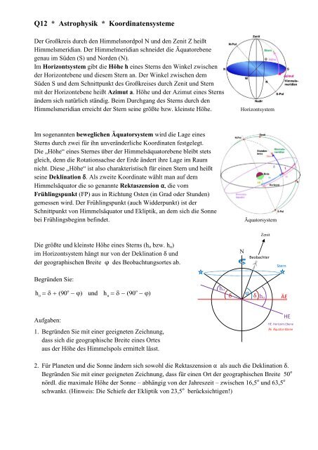 Astronomische Koordinatensysteme - raschweb.de