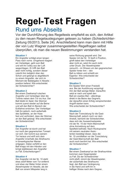 Regel-Test Fragen - NFV Kreis Uelzen