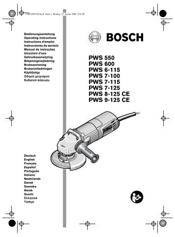 PWS 550 PWS 600 PWS 6-115 PWS 7-100 PWS 7-115 PWS 7-125 ...