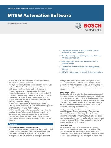 MTSW Automation Software - Bosch Security Systems