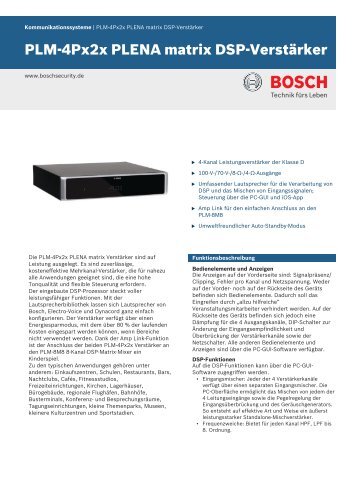 PLM-4Px2x PLENA matrix DSP-Verstärker - Bosch Security Systems