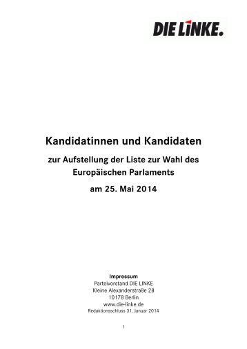 Kandidatinnen und Kandidaten zur Aufstellung der Liste ... - Die Linke