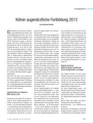 Kölner augenärztliche Fortbildung 2013 - Kaden Verlag