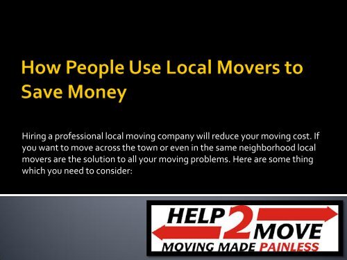 How People Use Local Movers to Save Money