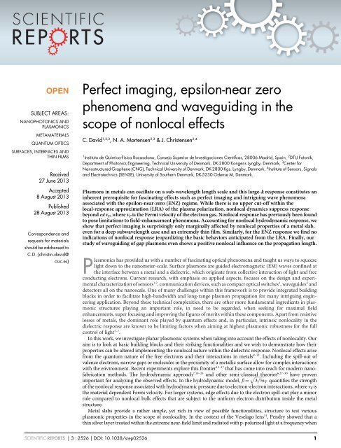 Perfect imaging, epsilon-near zero phenomena and ... - Orbit