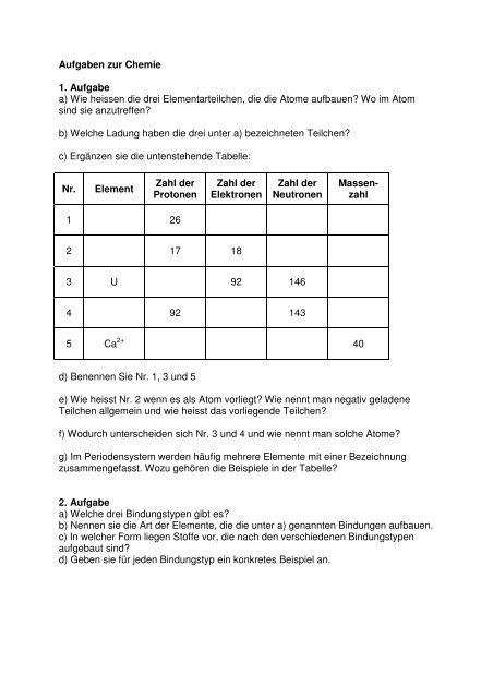 Chemie Abi Aufgaben Mit Lösungen Aufgaben Chemie