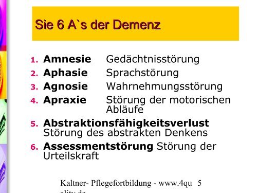 Pflegedokumentation bei Demenz - 4Quality.de