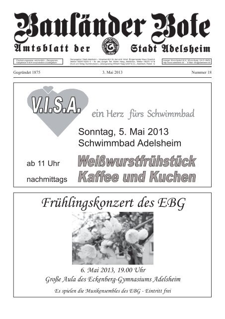 Frühlingskonzert des EBG 6. Mai 2013, 19.00 Uhr ... - Adelsheim