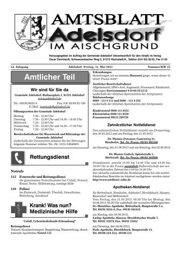 Amtlicher Teil - Die Gemeinde Adelsdorf