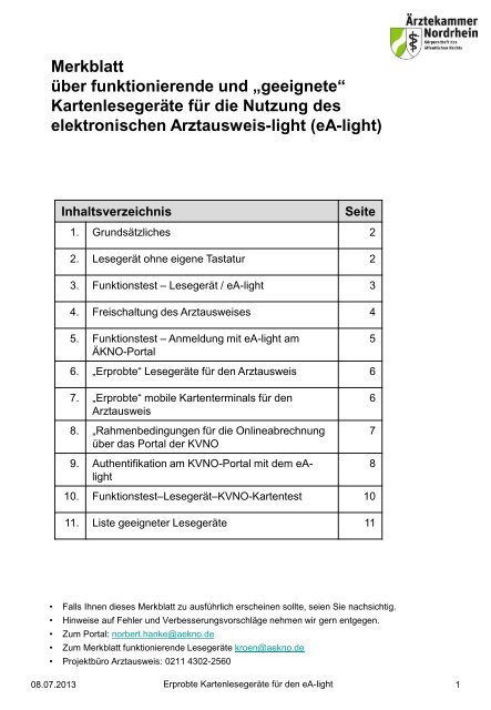 eA-light - Ärztekammer Nordrhein