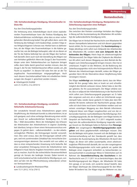 Arbeitsrechtliche Entscheidungen Ausgabe 2013-02