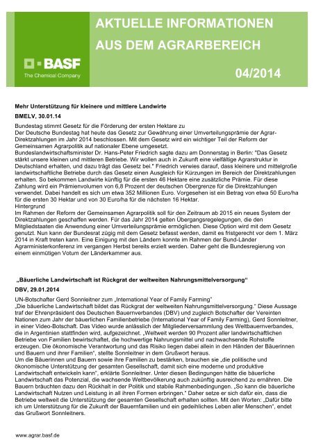 aktuelle informationen aus dem agrarbereich 04/2014 - BASF ...