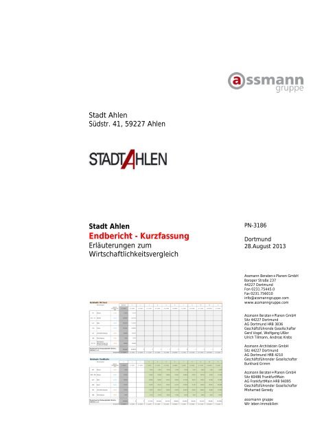 Endbericht - Kurzfassung - der Stadt Ahlen