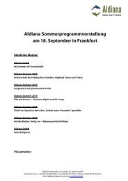 Aldiana Sommerprogrammvorstellung am 18. September in Frankfurt