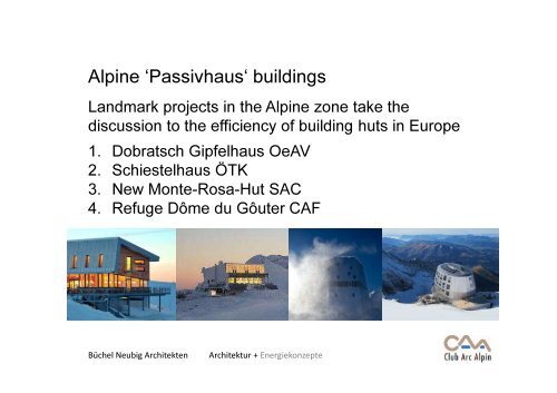 Energy efficiency Alpine huts, Peter Büchel