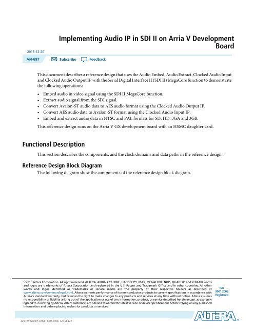 Implementing Audio IP in SDI II on Arria V Development Board - Altera