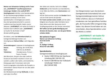 Flyer Spendenlauf Hochwasser - Amelinghausen