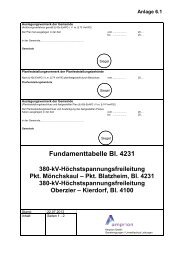 Fundamenttabelle Bl. 4231 - Amprion