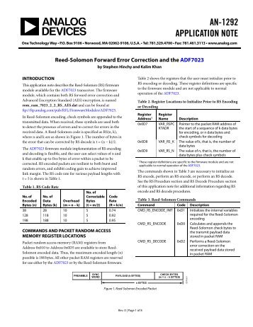 AN-1292 APPLICATION NOTE - Analog Devices