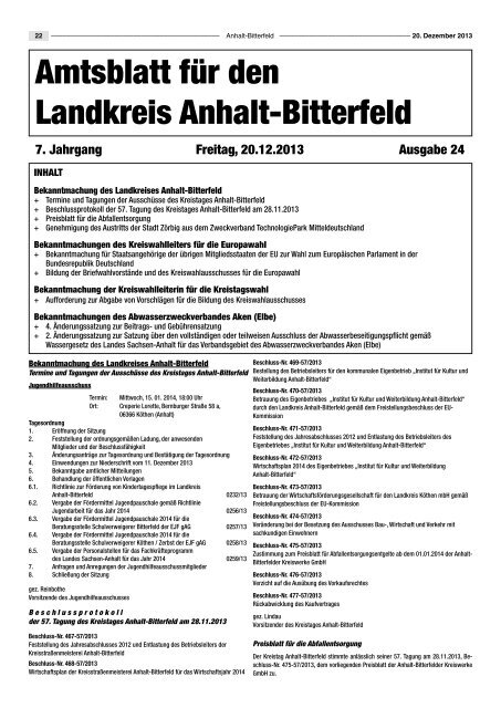 Ausgabe 24 vom 20. Dezember 2013 - Landkreis Anhalt-Bitterfeld