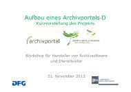 Aufbau eines Archivportals‐D - Archive in NRW