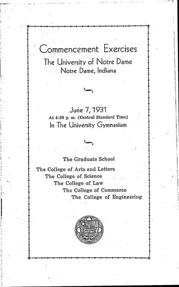 1931-06-07 University of Notre Dame Commencement ... - Archives